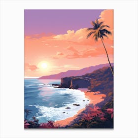 Illustration Of Hanauma Bay Honolulu Hawaii In Pink Tones 3 Canvas Print
