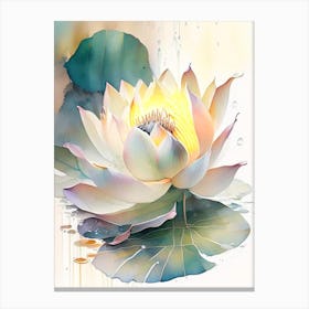 Giant Lotus Storybook Watercolour 5 Canvas Print