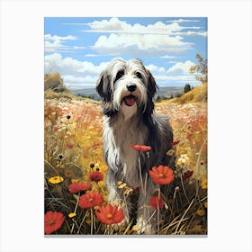 Bearded Collie Amidst The Wildflowers Canvas Print