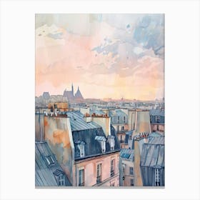 Paris Rooftops Morning Skyline 1 Canvas Print