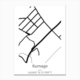 Kumage,Japan Minimalist Map Toile