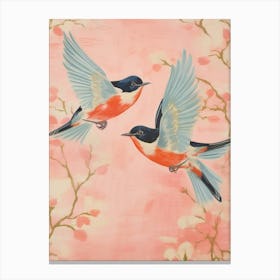 Vintage Japanese Inspired Bird Print Robin 3 Canvas Print