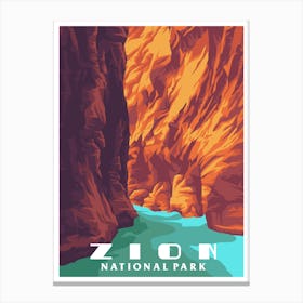 Zion National Park Vintage Travel Poster Canvas Print