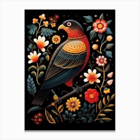 Folk Bird Illustration Eurasian Sparrowhawk 1 Canvas Print