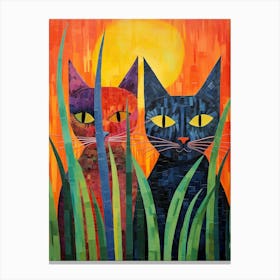 Colourful Cats In The Long Grass 3 Canvas Print