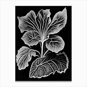 Primrose Leaf Linocut 2 Canvas Print