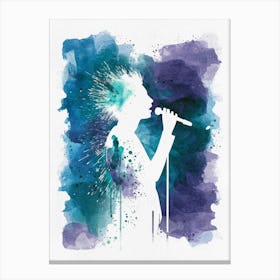 Singer In Blue Watercolor Painting Canvas Print