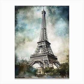 Eiffel Tower Paris France Sketch Drawing Style 12 Canvas Print