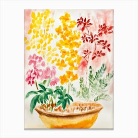 Flora In A Bowl Art Canvas Print