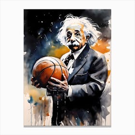 Albert Einstein Playing Basketball Abstract Painting (10) Canvas Print
