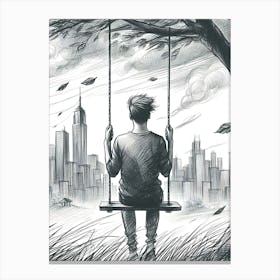 Man On A Swing Canvas Print