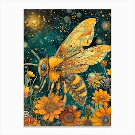 Bee In The Garden Inspired By William Morris Canvas Print