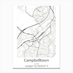 Campbelltown,Australia Minimalist Map Canvas Print