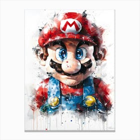 Super Mario Portrait Watercolor Canvas Print