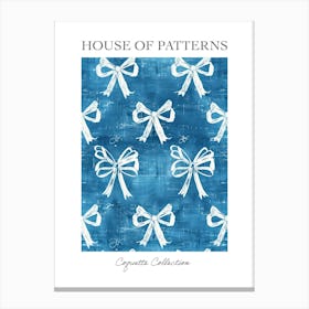 White And Blue Bows 2 Pattern Poster Canvas Print
