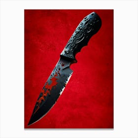 Knife On A Red Background Canvas Print