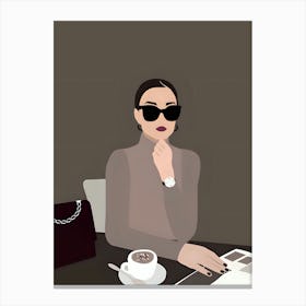 Woman With A Cup Of Coffee Canvas Print