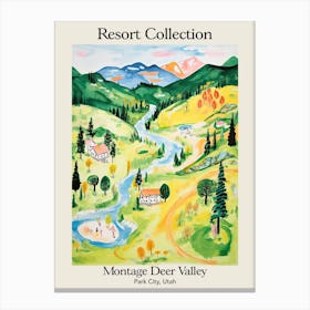 Poster Of Montage Deer Valley   Park City, Utah   Resort Collection Storybook Illustration 1 Canvas Print