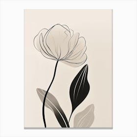 Line Art Tulips Flowers Illustration Neutral 14 Canvas Print