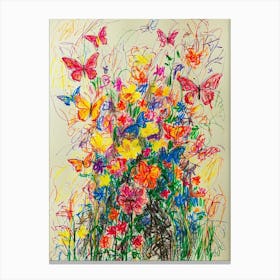 Flowers And Butterflies Canvas Print