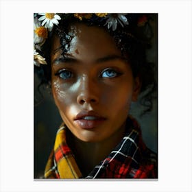 Portrait Of A Girl With Flowers Canvas Print
