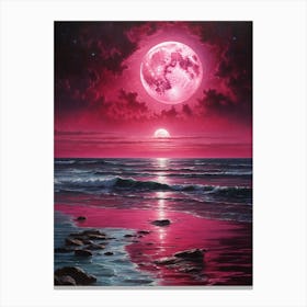 Pink Moon Art Print Canvas Print