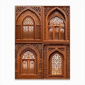 Traditional Islamic Geometric Patterns - Elegant Carved Wooden Panels Canvas Print