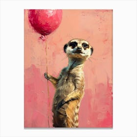 Cute Meerkat 1 With Balloon Canvas Print
