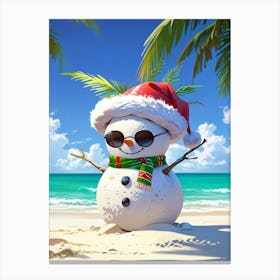 Snowman On The Beach 1 Canvas Print