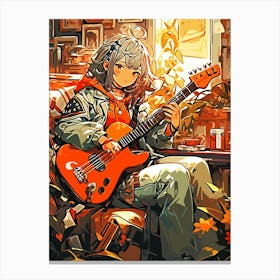 Anime Girl Playing Guitar aesthetic Canvas Print