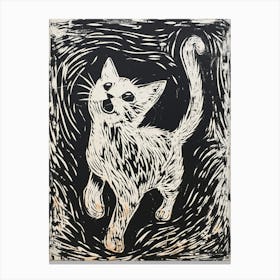 Oriental Shorthair Cat Linocut Blockprint 6 Canvas Print