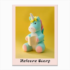 Toy Unicorn Reading A Book Pastel 1 Poster Stampe su tela