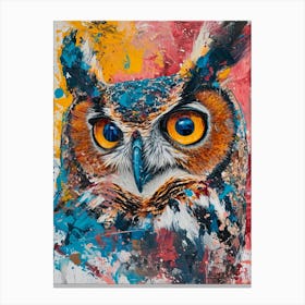 Kitsch Colourful Owl Collage 6 Canvas Print