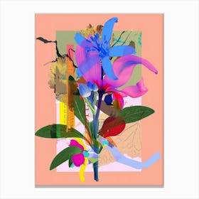 Bluebell 4 Neon Flower Collage Canvas Print