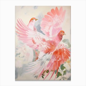 Pink Ethereal Bird Painting Pheasant 3 Canvas Print