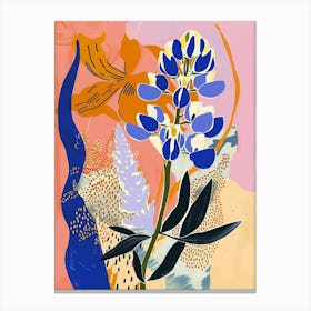 Colourful Flower Illustration Bluebonnet 5 Canvas Print