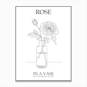 Rose In A Vase Line Drawing 2 Poster Canvas Print