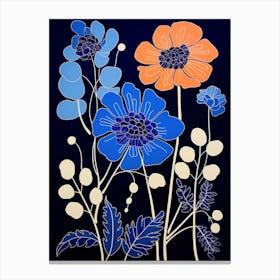 Blue Flower Illustration Peacock Flower 3 Canvas Print