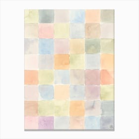 Colorful Watercolor Squares watercolor painting hand painted abstract minimal minimalist minimalism office bedroom living room nursery art sky blue light grey peach pink lavender mint Canvas Print