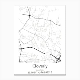 Cloverly,United States Minimalist Map 1 Canvas Print