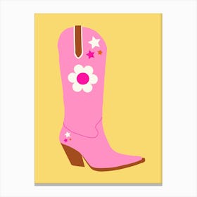 Cowboy Boot | 05 - Pink And Yellow Canvas Print