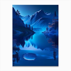 Blue Lake, Landscapes, Waterscape Holographic 3 Canvas Print