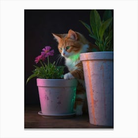 Cat In Pots Canvas Print