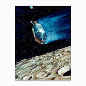 Rendered Image Of A Small Lunar Subsatellite Being Ejected Into Lunar Orbit From The Apollo 15 Service Module Canvas Print