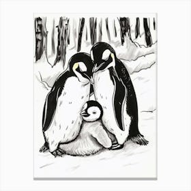Emperor Penguin Huddling For Warmth 1 Canvas Print