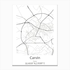 Carvin,France Minimalist Map Canvas Print