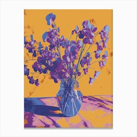 Sweet Pea Flowers On A Table   Contemporary Illustration 2 Canvas Print