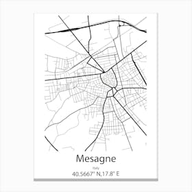 Mesagne,Italy Minimalist Map Canvas Print