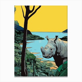A Rhino In The Bushes 2 Canvas Print