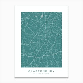 Glanstonbury Map Print Teal Canvas Print